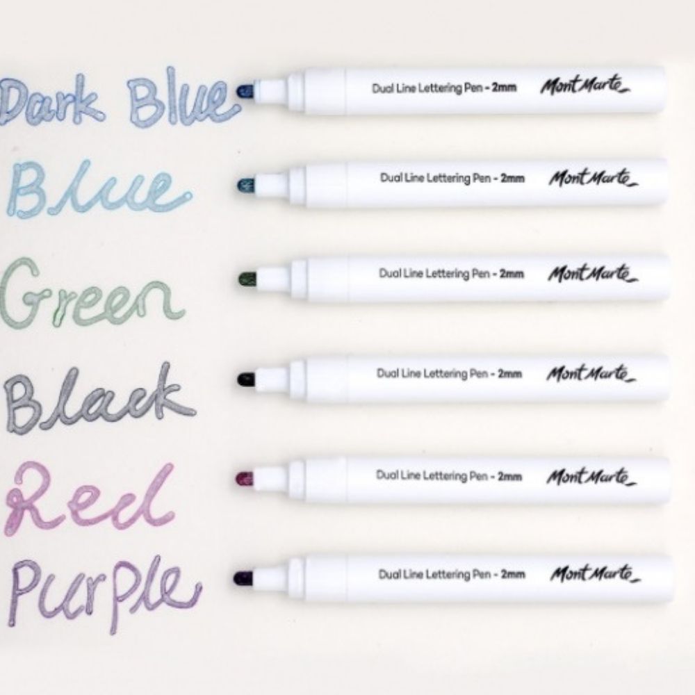 Mont Marte Signature Marker Set - Dual Line Lettering Pens 2mm 6pc