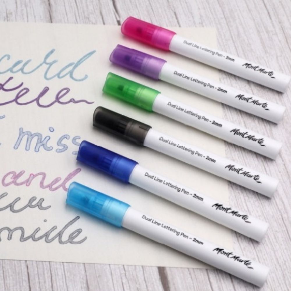 Mont Marte Signature Marker Set - Dual Line Lettering Pens 2mm 6pc