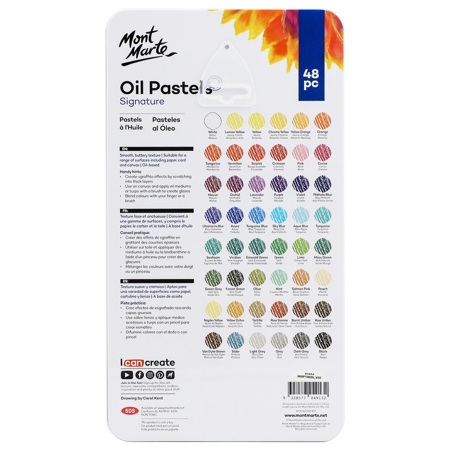 Mont Marte Signature Oil Pastels - Metal Tin 48pc