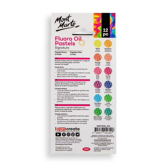 Mont Marte Fluoro Oil Pastels 12pc