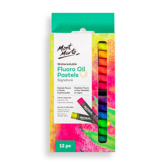 Mont Marte Watersoluble Fluoro Oil Pastels 12pc