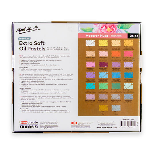 Mont Marte Premium Extra Soft Oil Pastels Macaron Hue 26pc