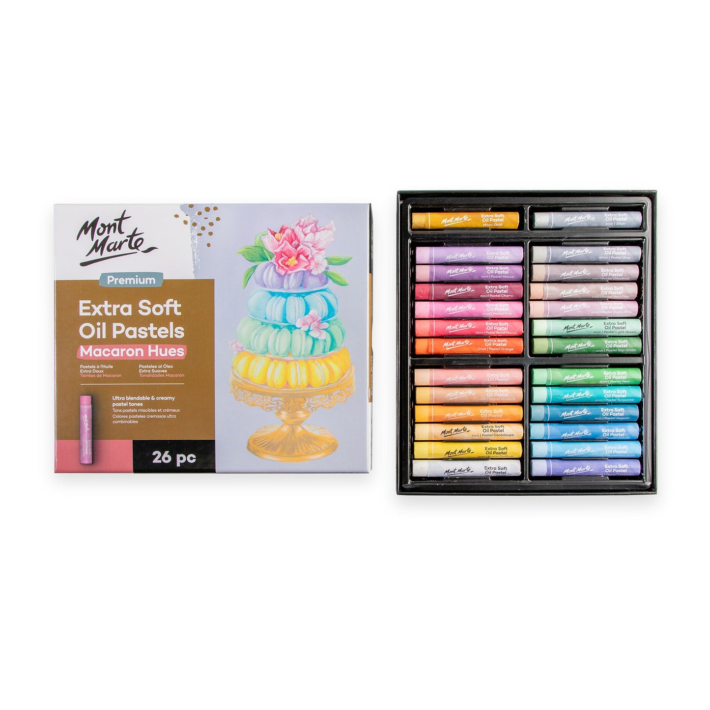 Mont Marte Premium Extra Soft Oil Pastels Macaron Hue 26pc