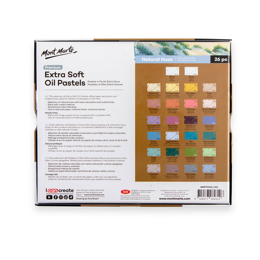 Mont Marte Premium Extra Soft Oil Pastels Natural Hue 26pc