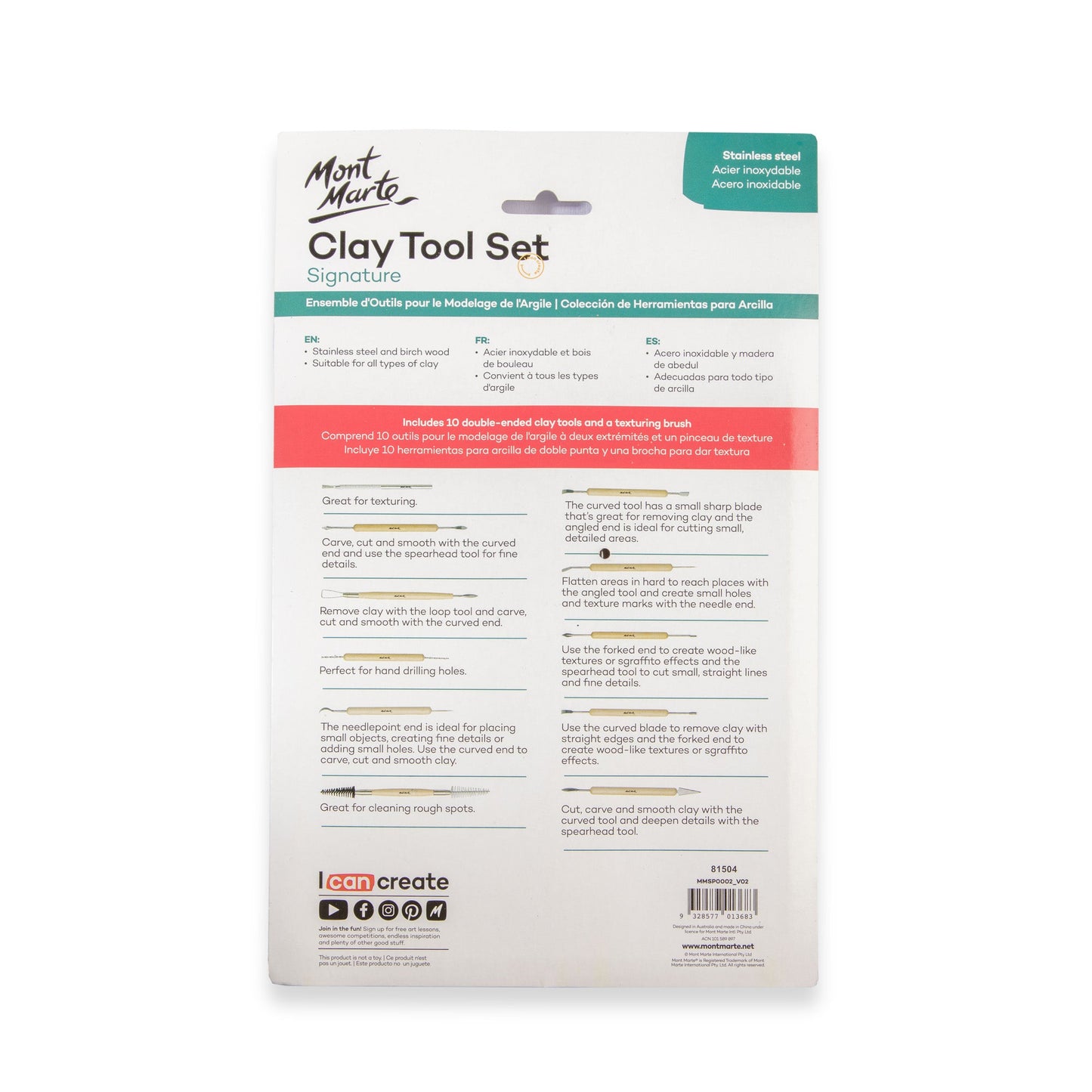 Mont Marte Sculpting - Clay Tool Set 11pc