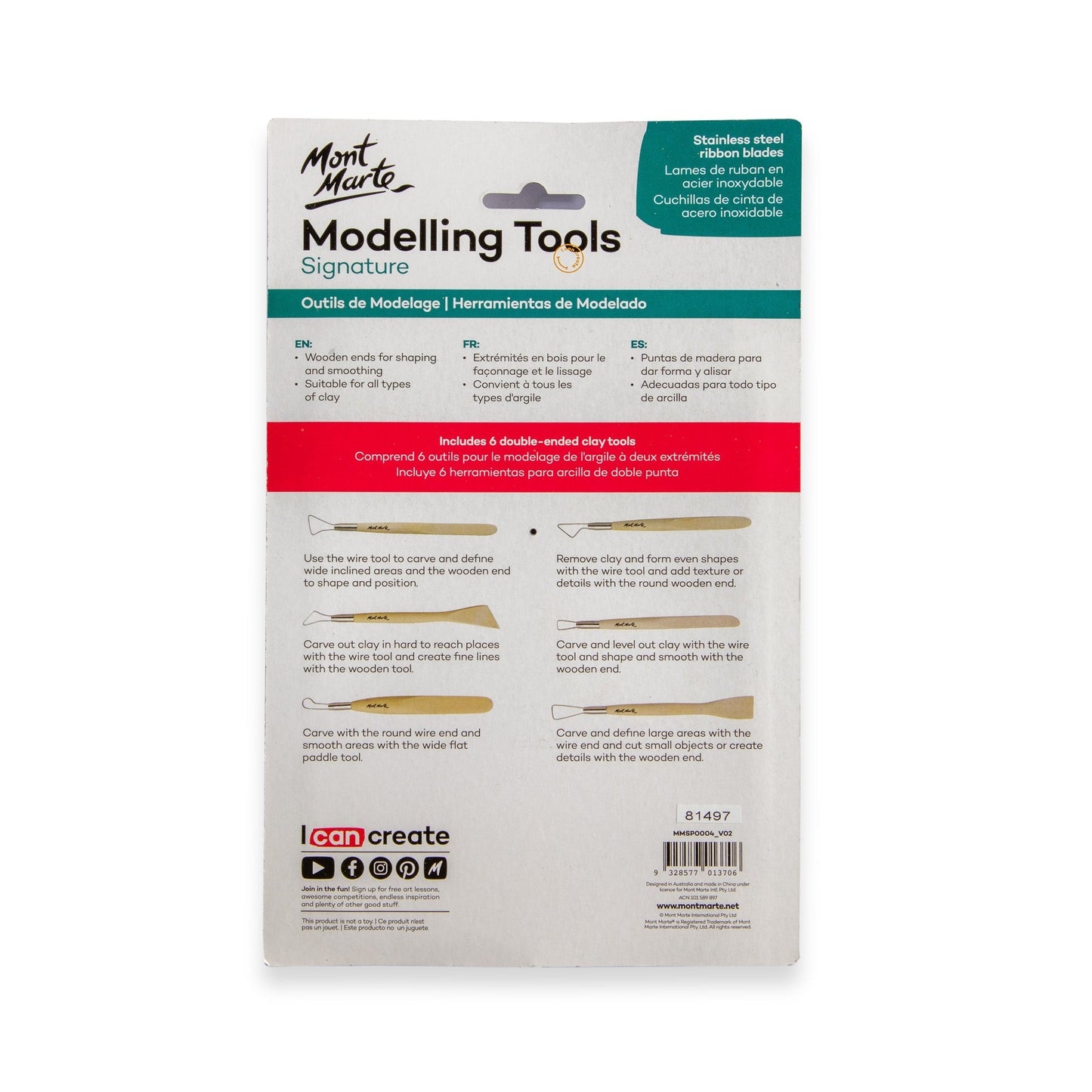Mont Marte Sculpting - Single End Tools 6pc