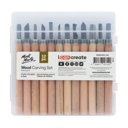 Mont Marte Premium Wood Carving Tool Set 12pc