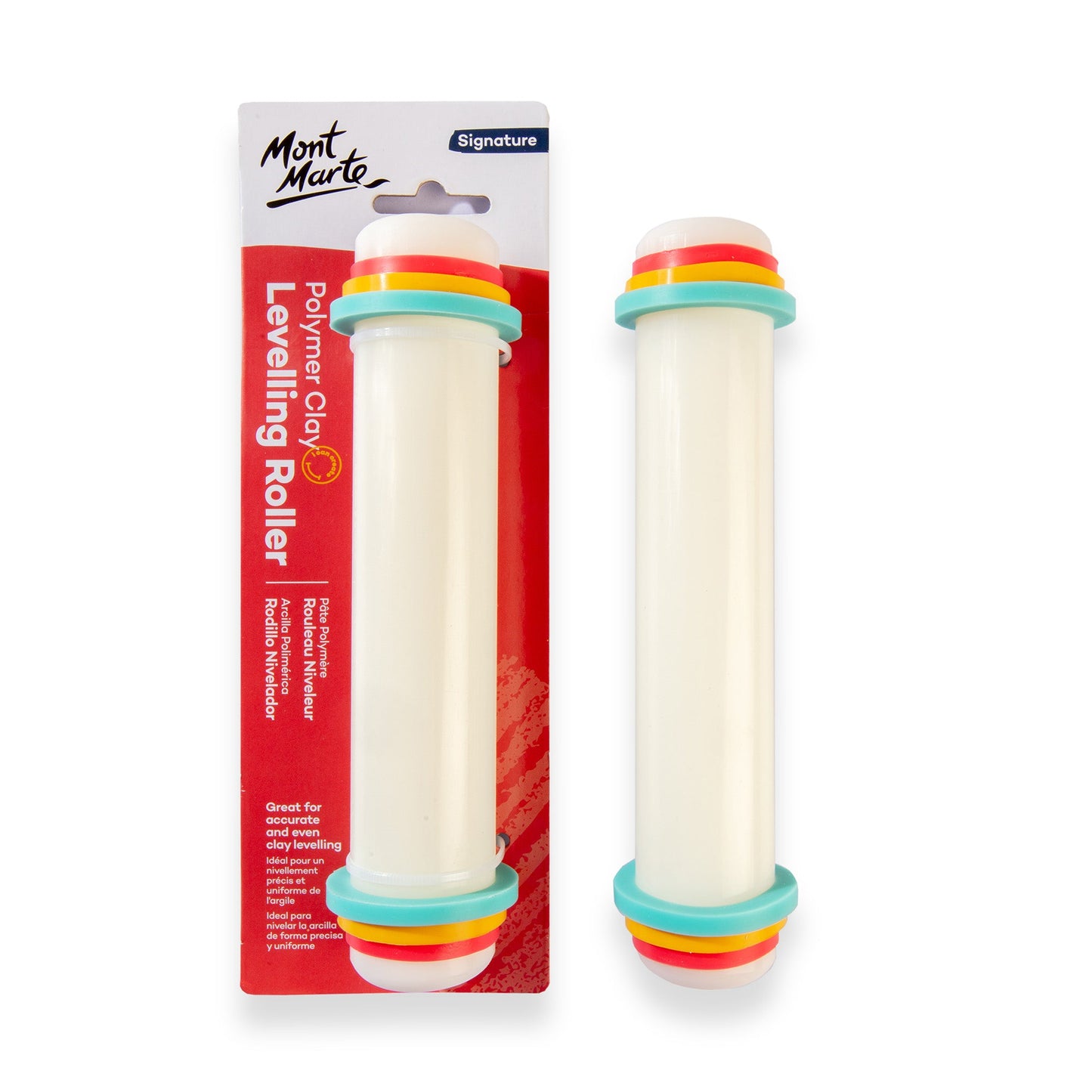 Mont Marte Polymer Clay Levelling Roller With Bands 20cm