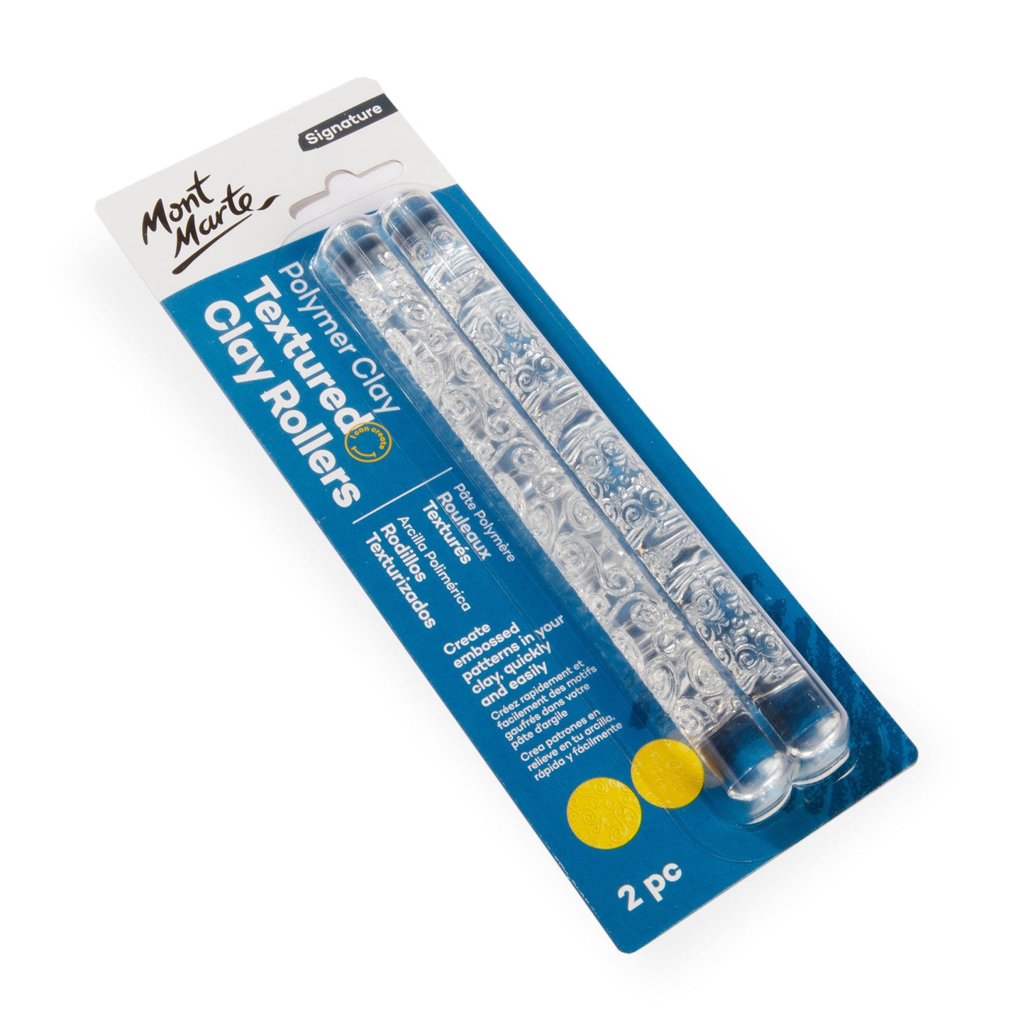 Mont Marte Polymer Clay Textured Acrylic Clay Rollers 2pc