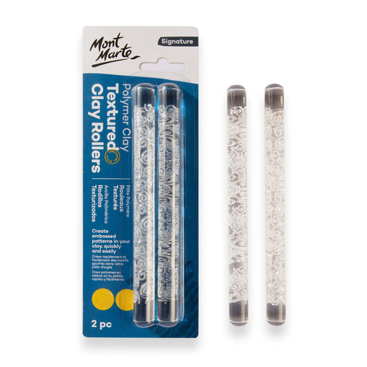 Mont Marte Polymer Clay Textured Acrylic Clay Rollers 2pc