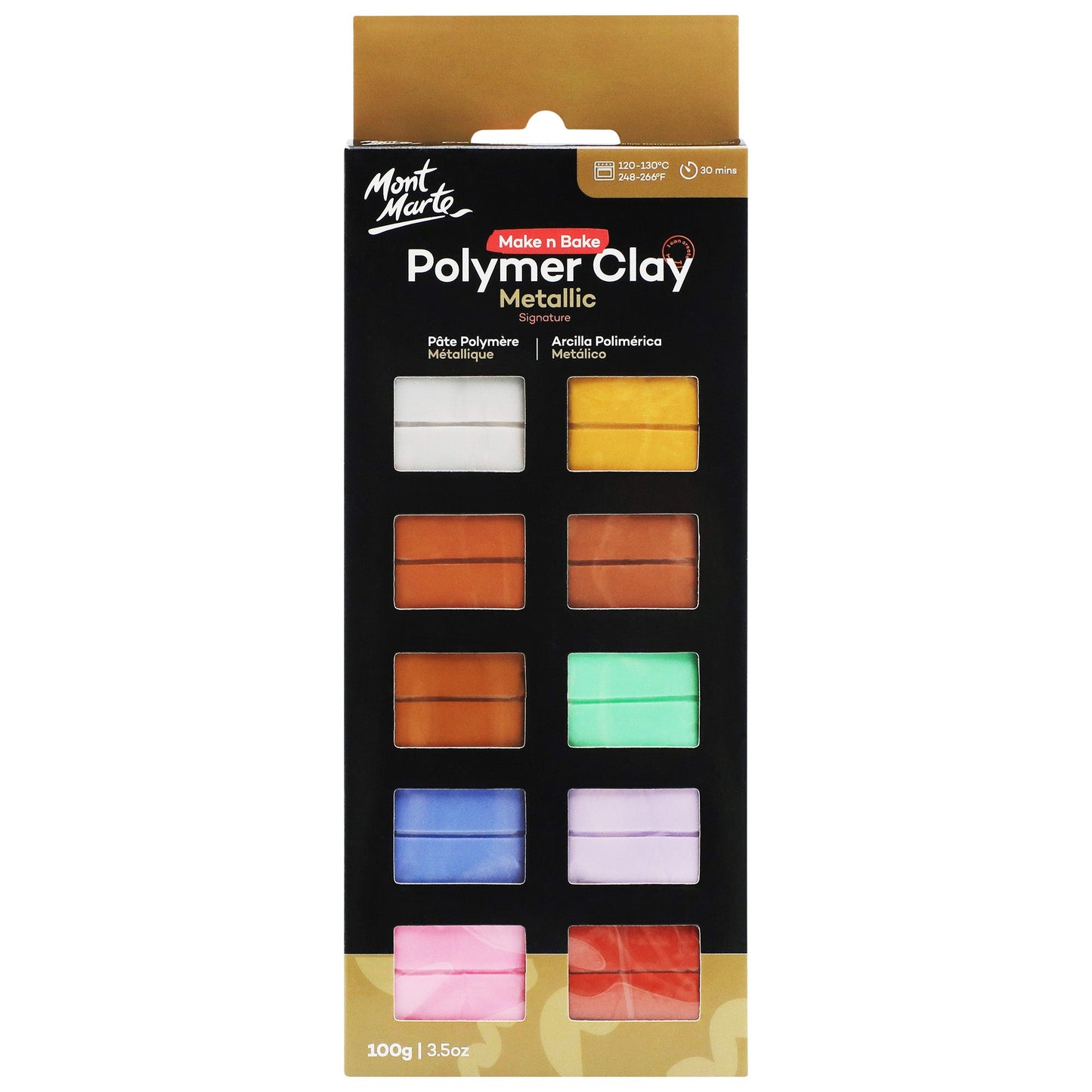 Mont Marte Make n Bake Polymer Clay 10pc - Metallic