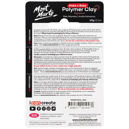 Mont Marte Make N Bake Polymer Clay 60g - Titanium White