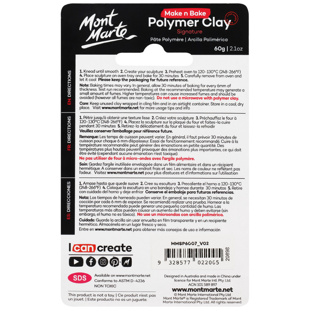 Mont Marte Make N Bake Polymer Clay 60g - Black