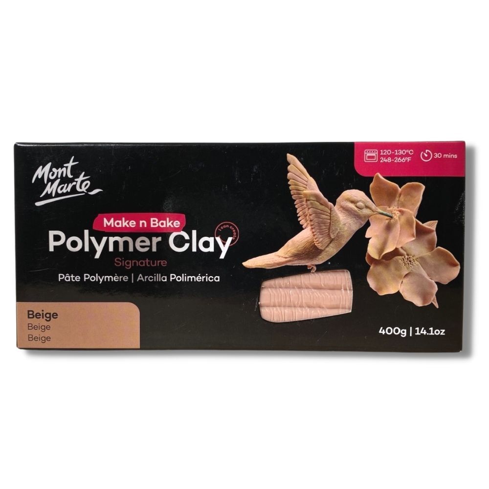 Mont Marte Make N Bake Polymer Clay 400g Block - Beige