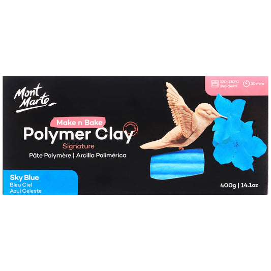 Mont Marte Make N Bake Polymer Clay 400g Block - Sky Blue