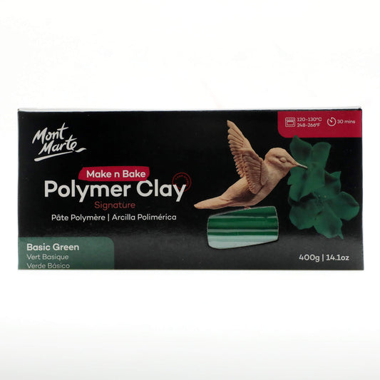 Mont Marte Make N Bake Polymer Clay 400g Block - Basic Green