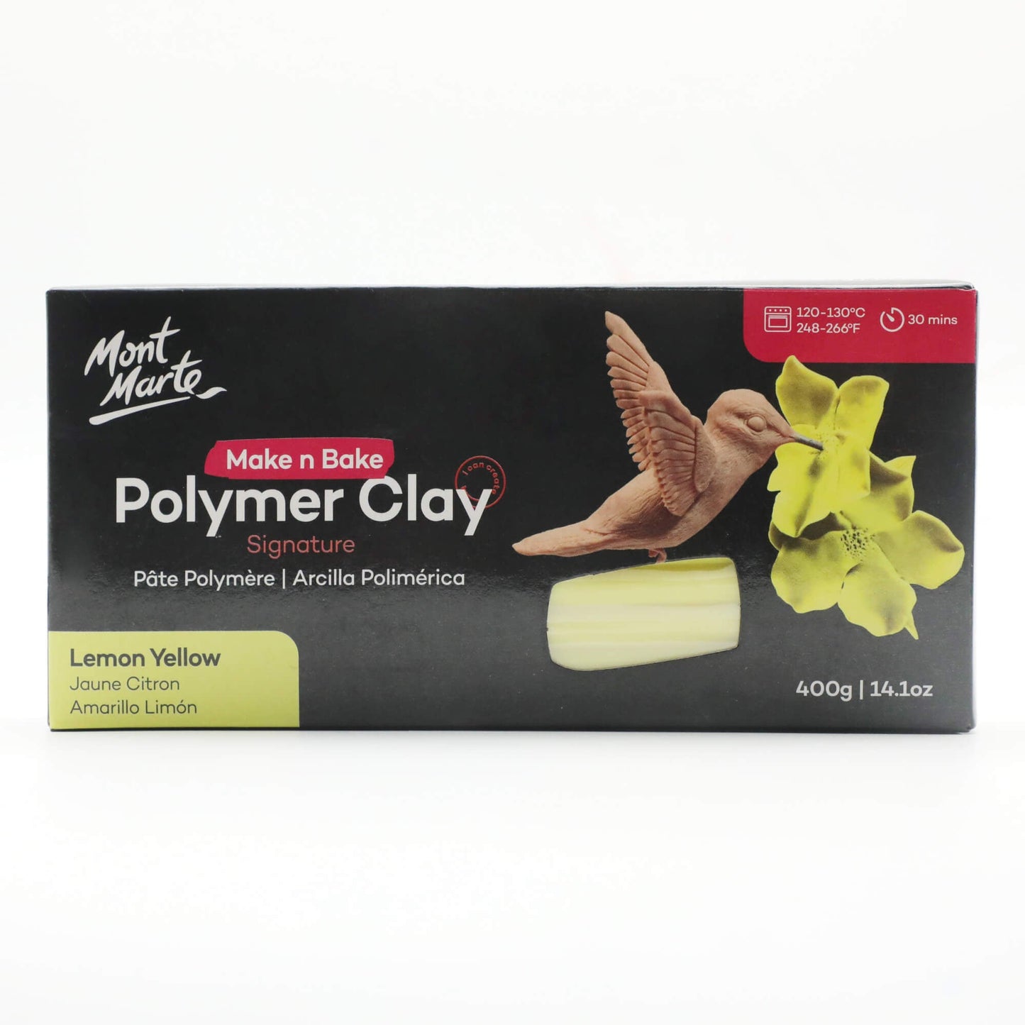 Mont Marte Make N Bake Polymer Clay 400g Block - Lemon Yellow