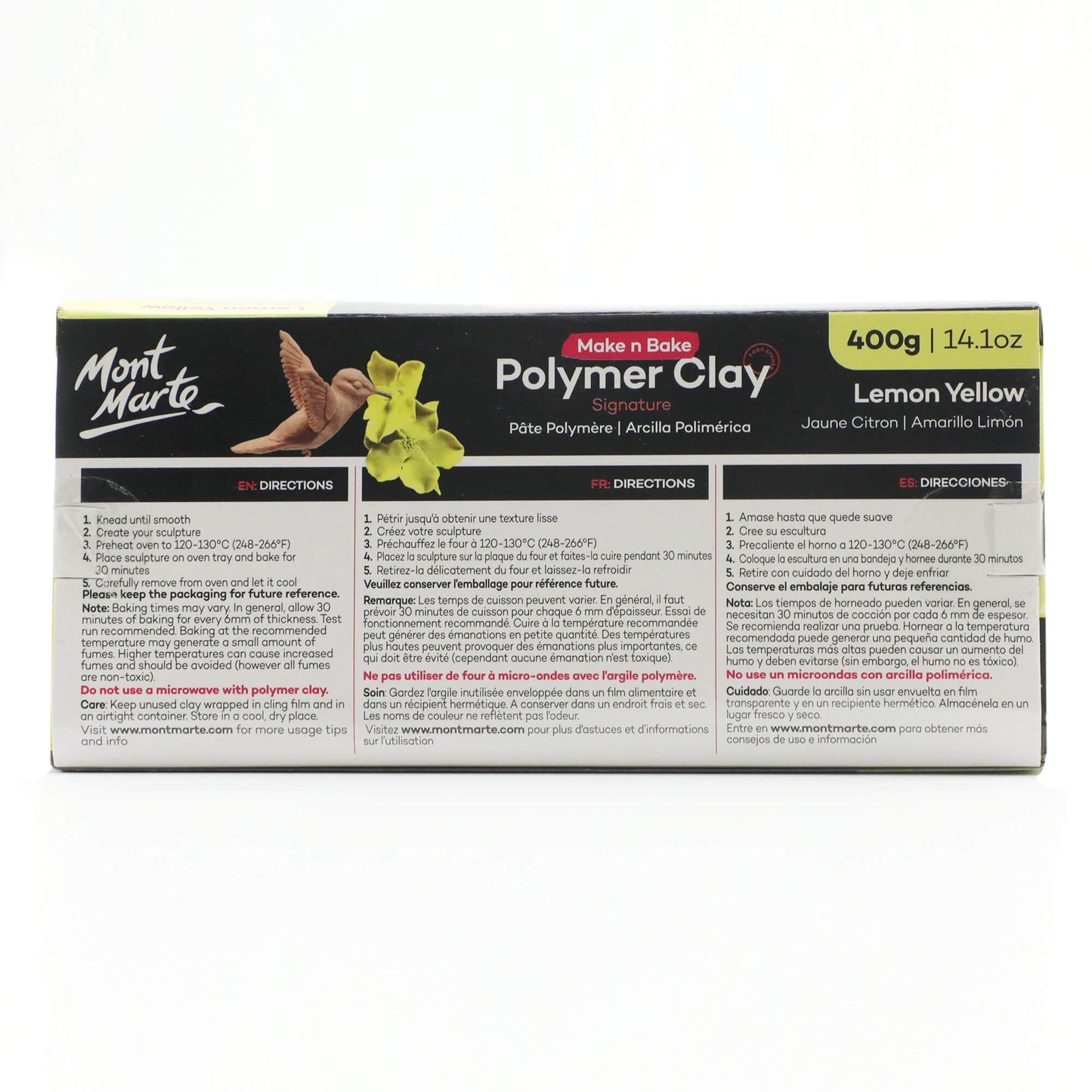 Mont Marte Make N Bake Polymer Clay 400g Block - Lemon Yellow