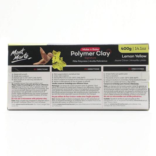 Mont Marte Make N Bake Polymer Clay 400g Block - Lemon Yellow
