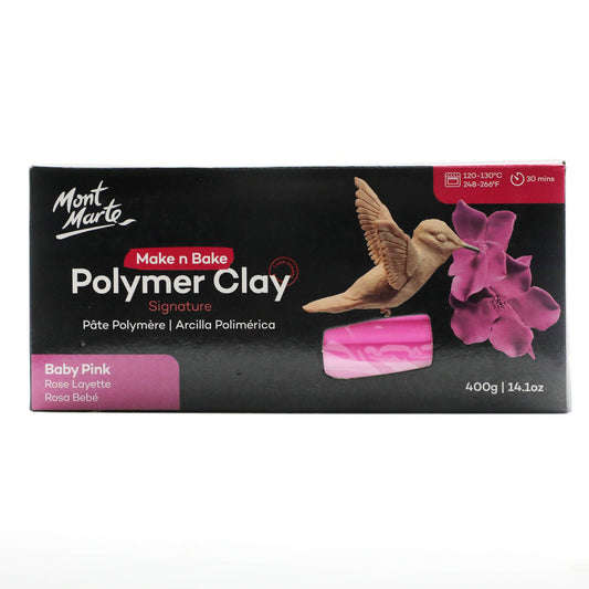 Mont Marte Make N Bake Polymer Clay 400g Block - Baby Pink