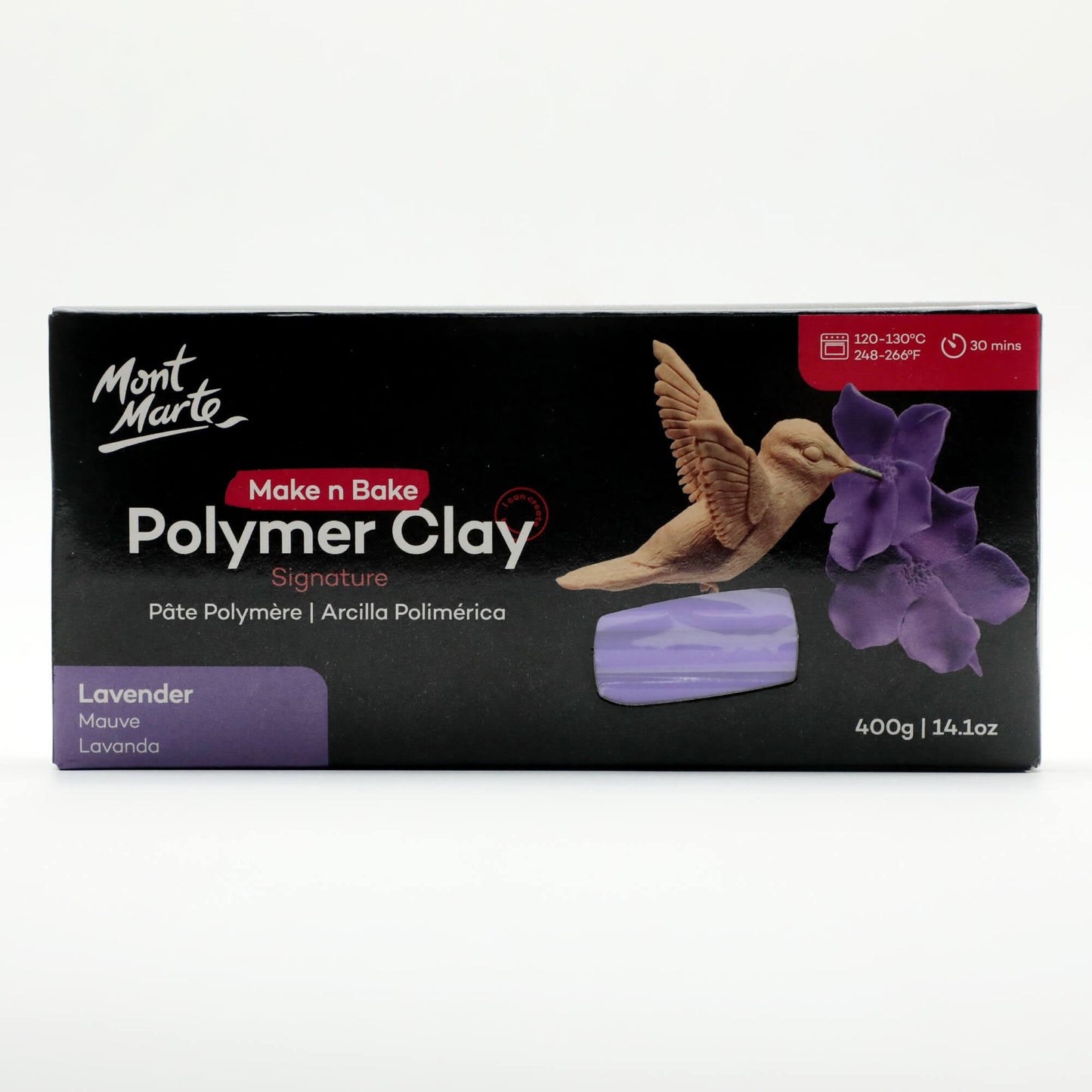 Mont Marte Make N Bake Polymer Clay 400g Block - Lavender