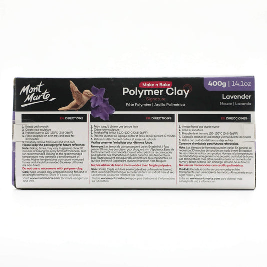 Mont Marte Make N Bake Polymer Clay 400g Block - Lavender