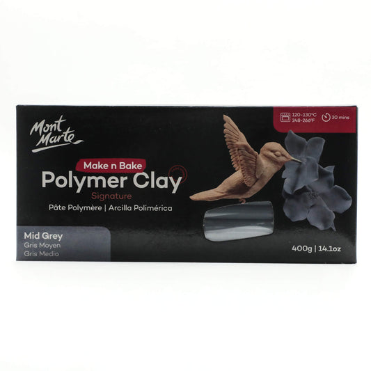 Mont Marte Make N Bake Polymer Clay 400g Block - Mid Grey