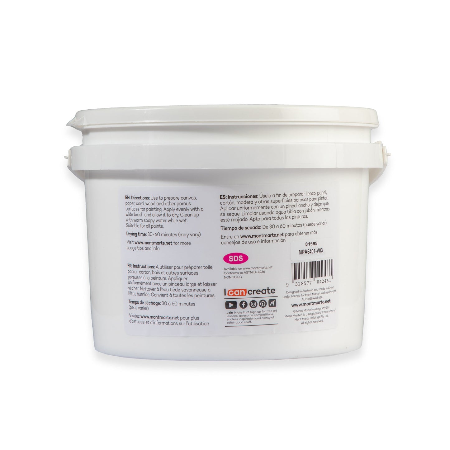 Mont Marte Gesso Primer - White 1.89L Tub
