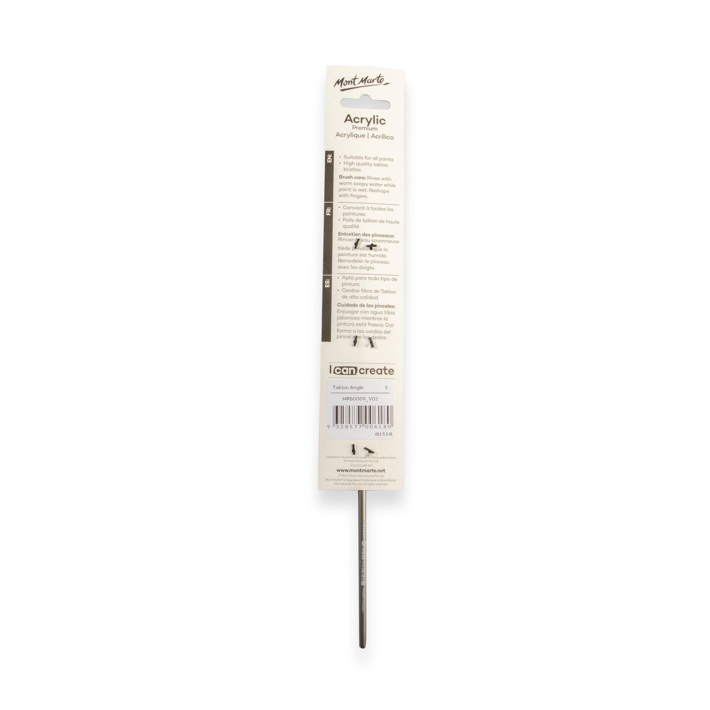 Mont Marte Artist Brush Acrylic Taklon Angle 2