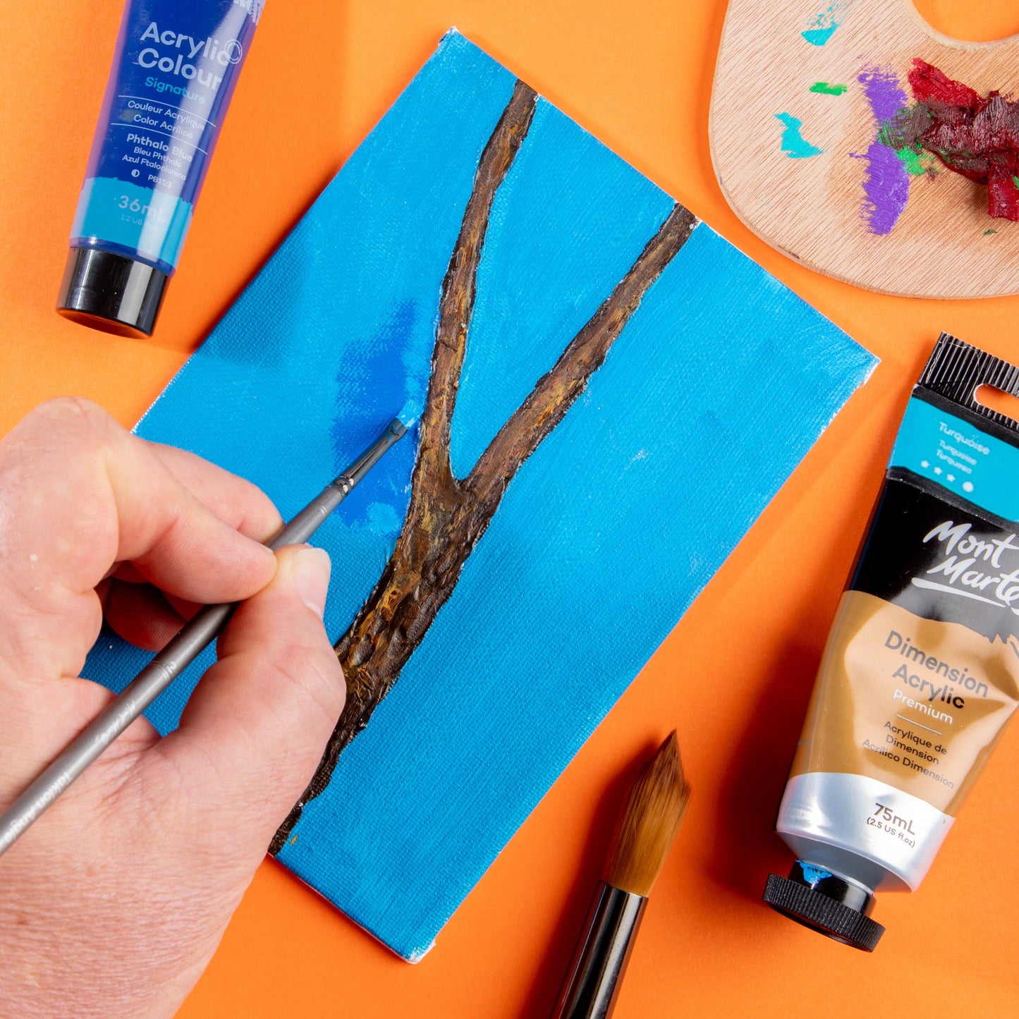 Mont Marte Artist Brush Acrylic Taklon Angle 2