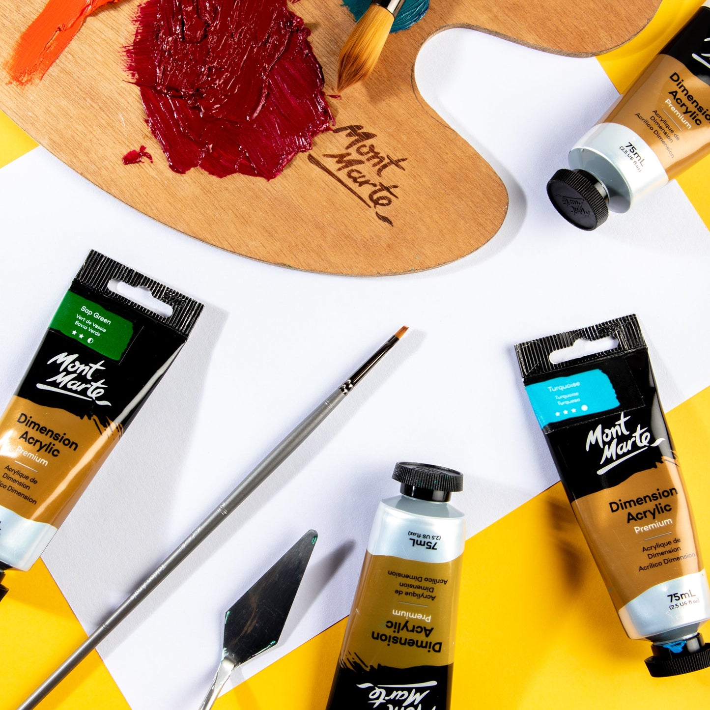 Mont Marte Artist Brush Acrylic Taklon Angle 2
