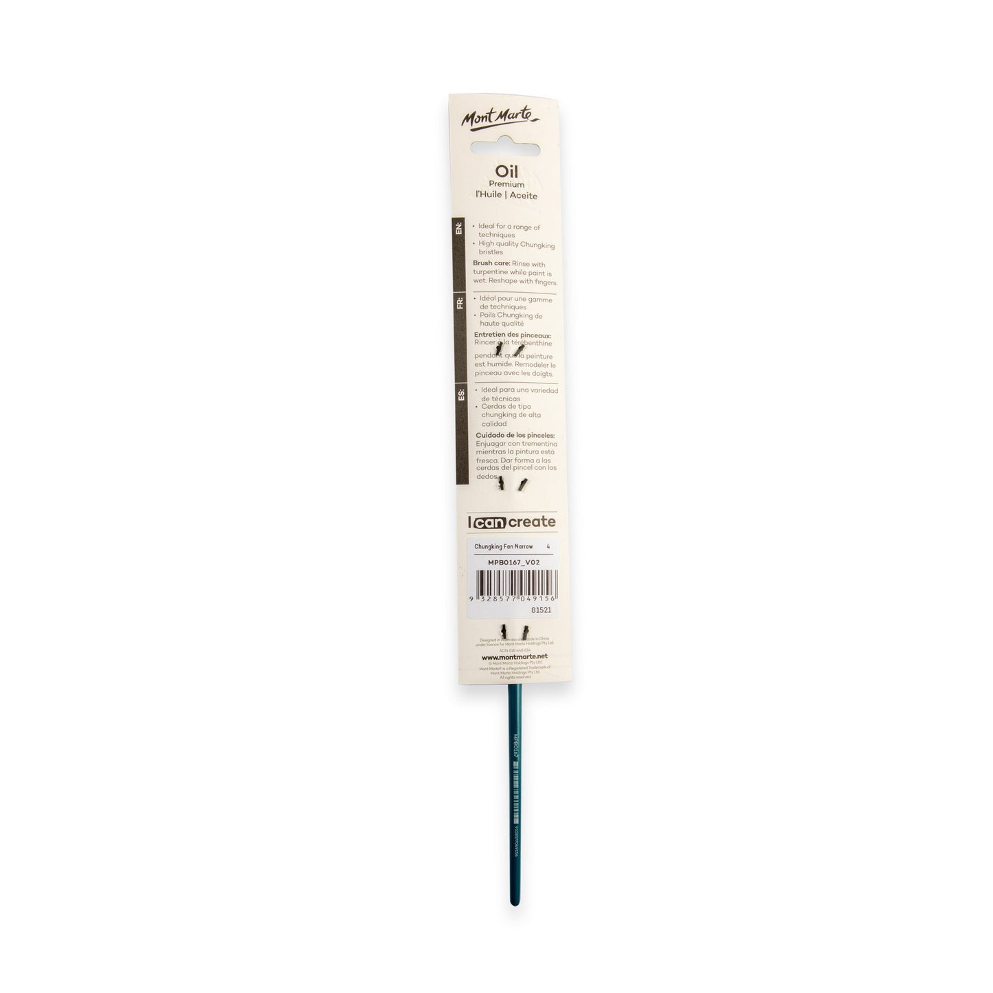 Mont Marte Artist Brush Oil Chungking Fan Narrow 4