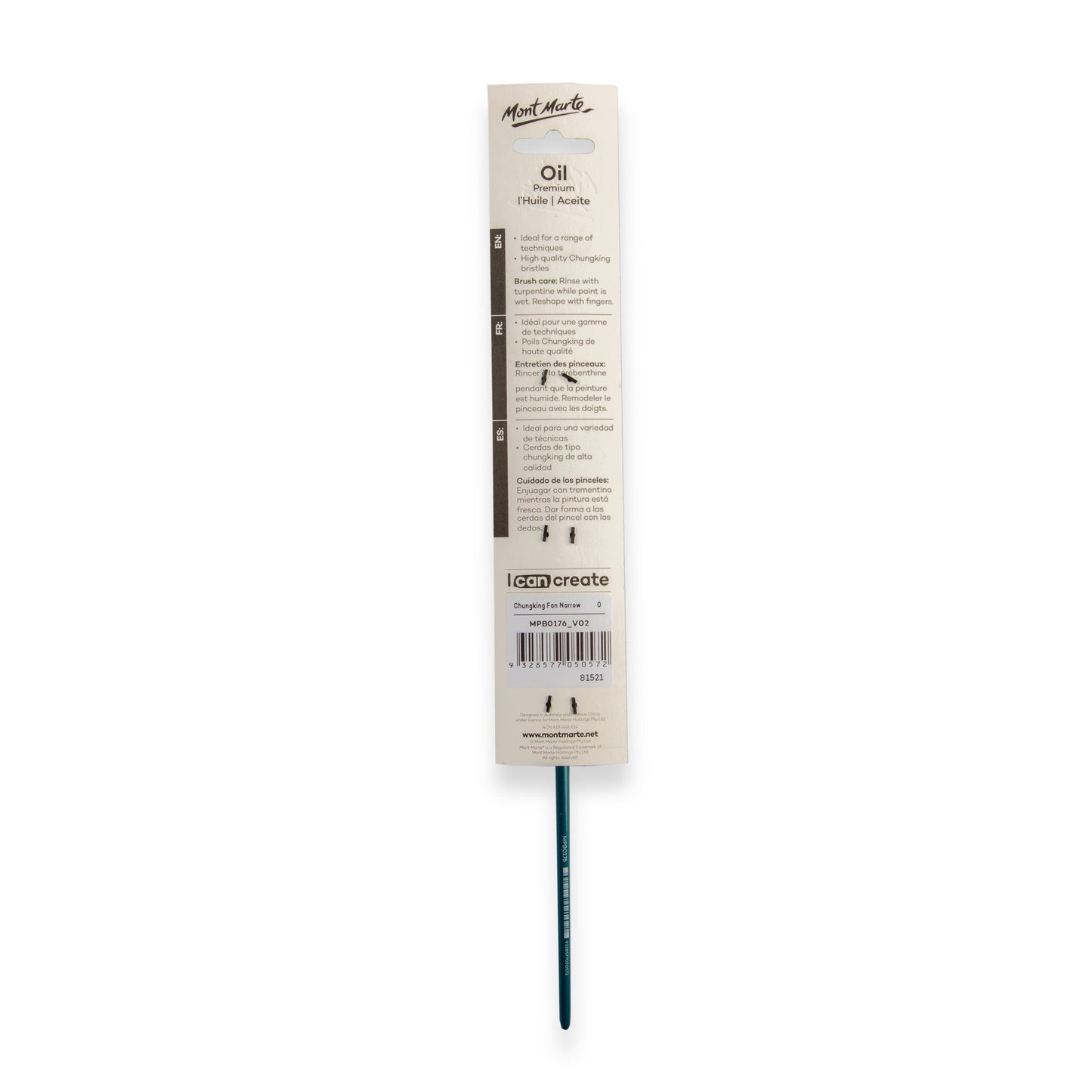 Mont Marte Artist Brush Oil Chungking Fan Narrow 0