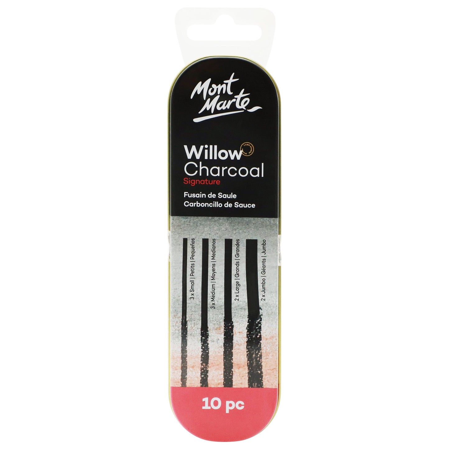 Mont Marte Charcoal - Willow Charcoal In Tin 10pc