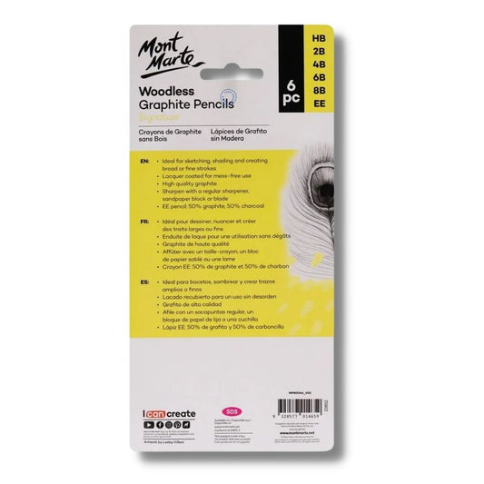 Mont Marte Graphite Pencils - Woodless 6pc