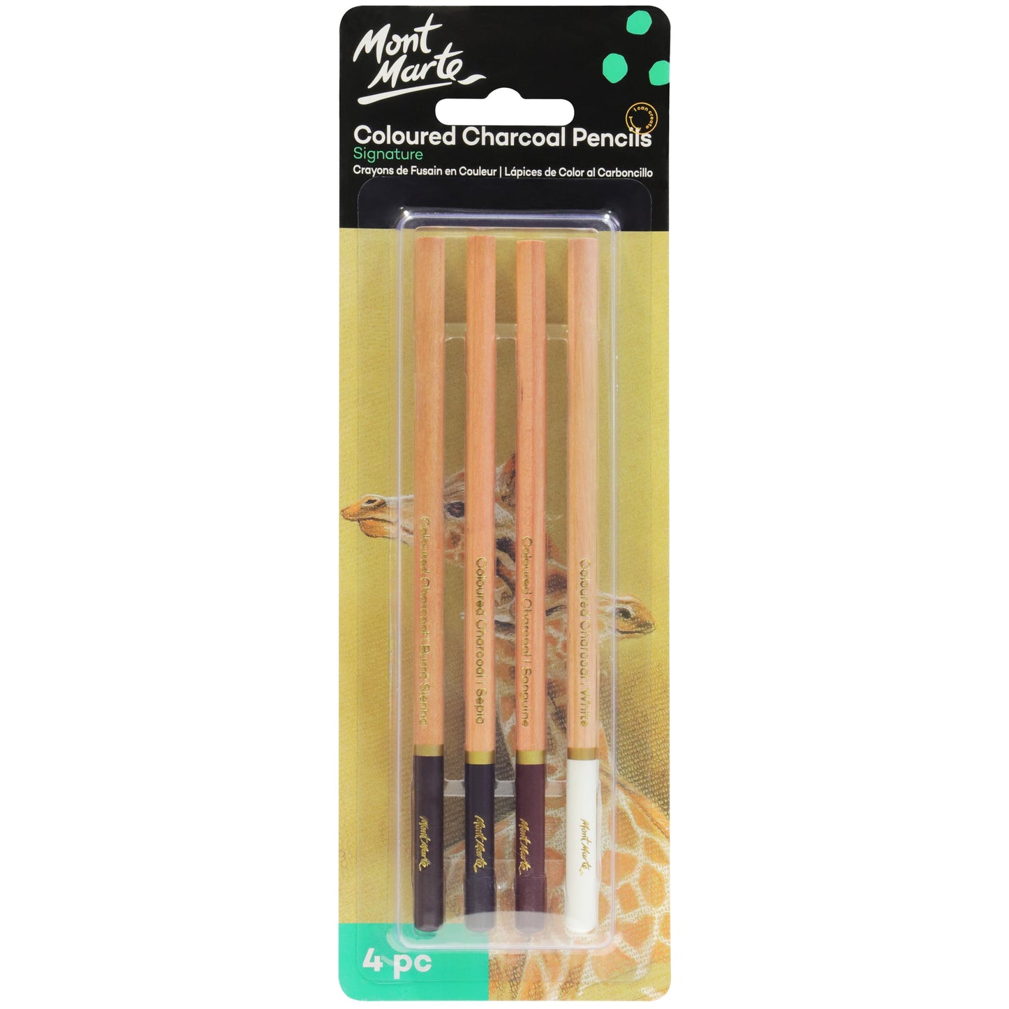 Mont Marte Charcoal Pencils - Coloured 4pc