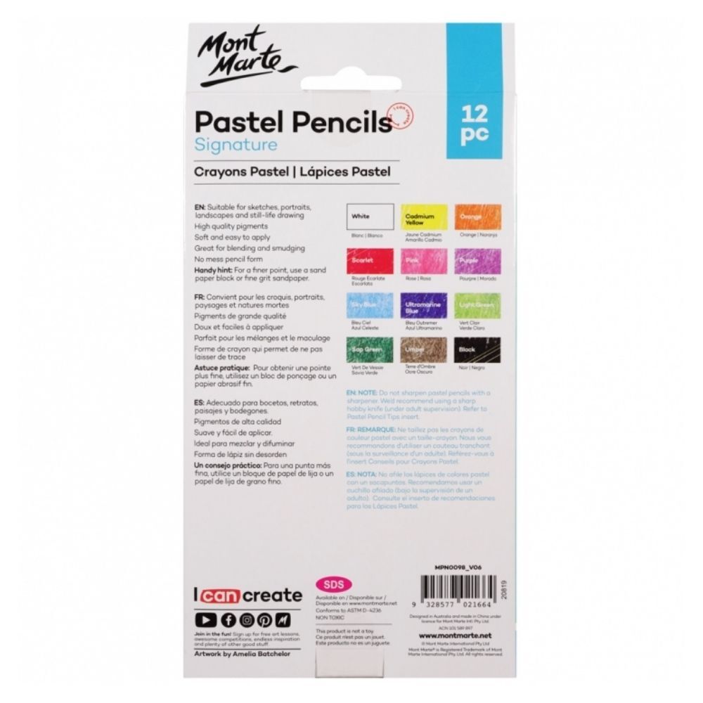 Mont Marte Pastel Pencils 12pc