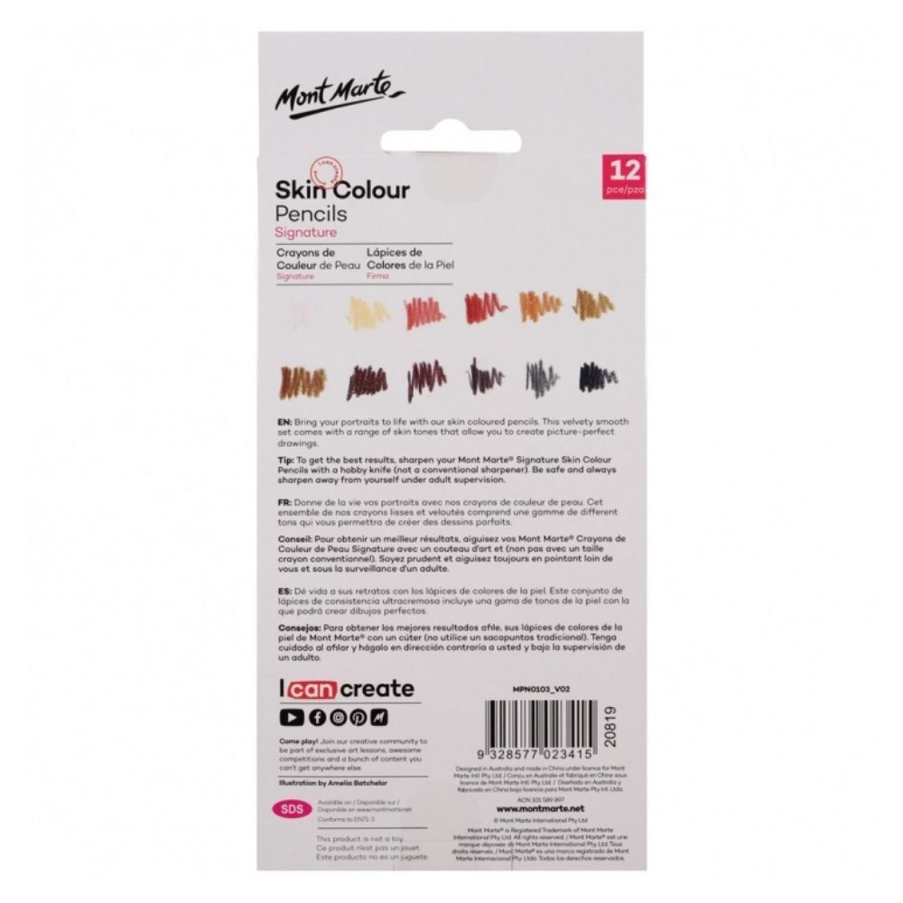 Mont Marte Coloured Pencils - Skin Tones 12pc