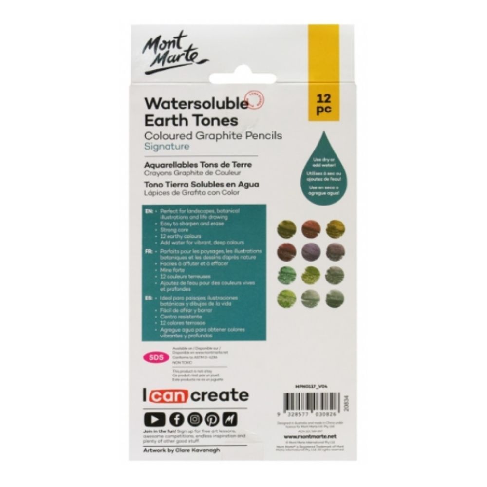 Mont Marte Graphite Earth Tones 12pc