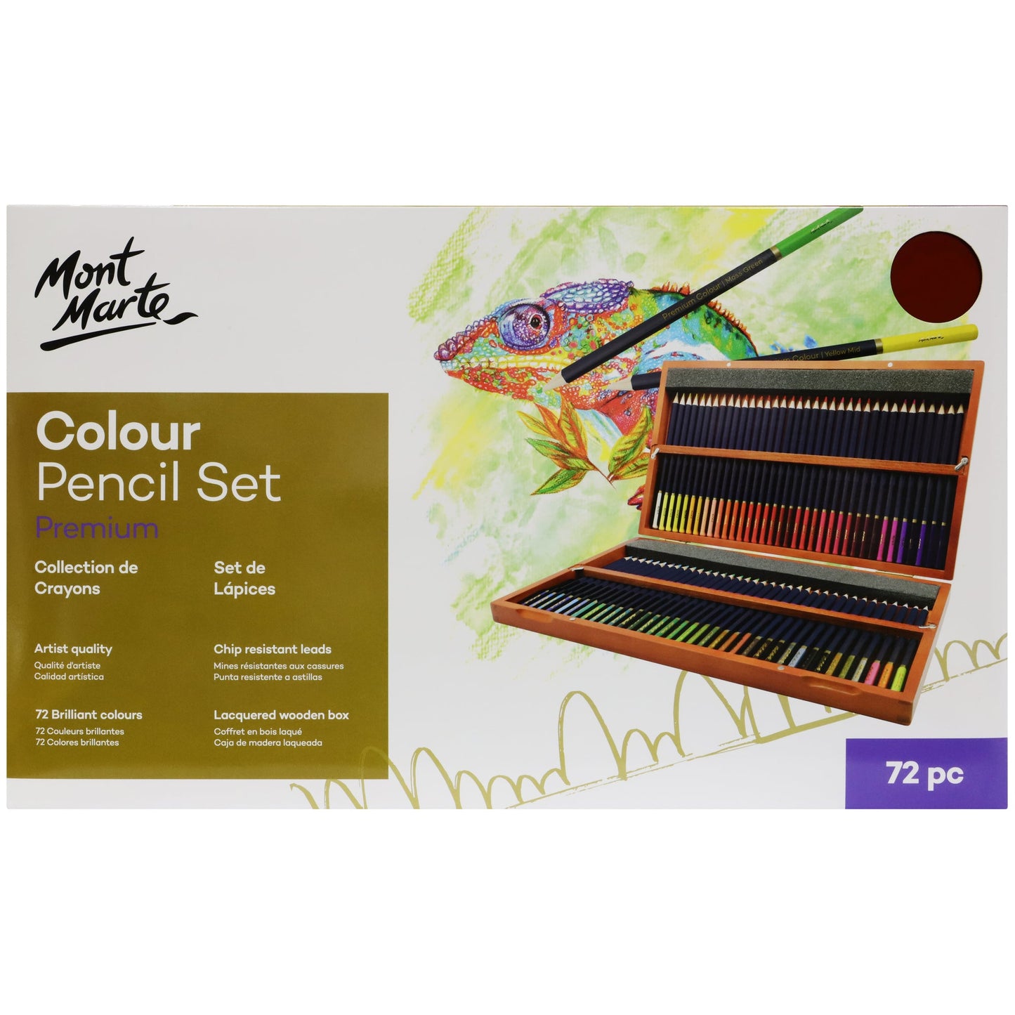 Mont Marte Premium Colour Pencils 72 Piece In Wooden Box