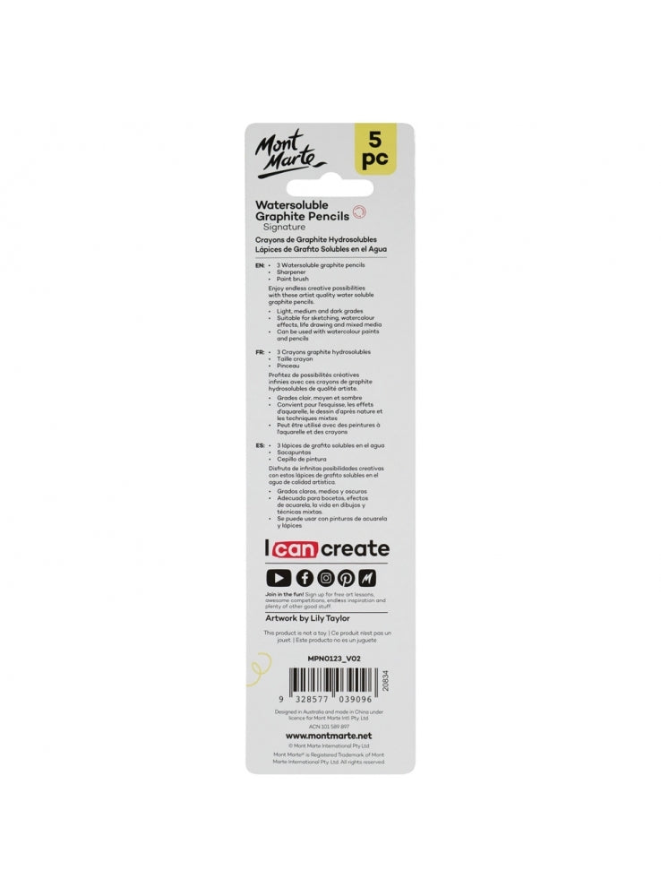 Mont Marte Signature Pencil Set - Watersoluble Graphite 5pc