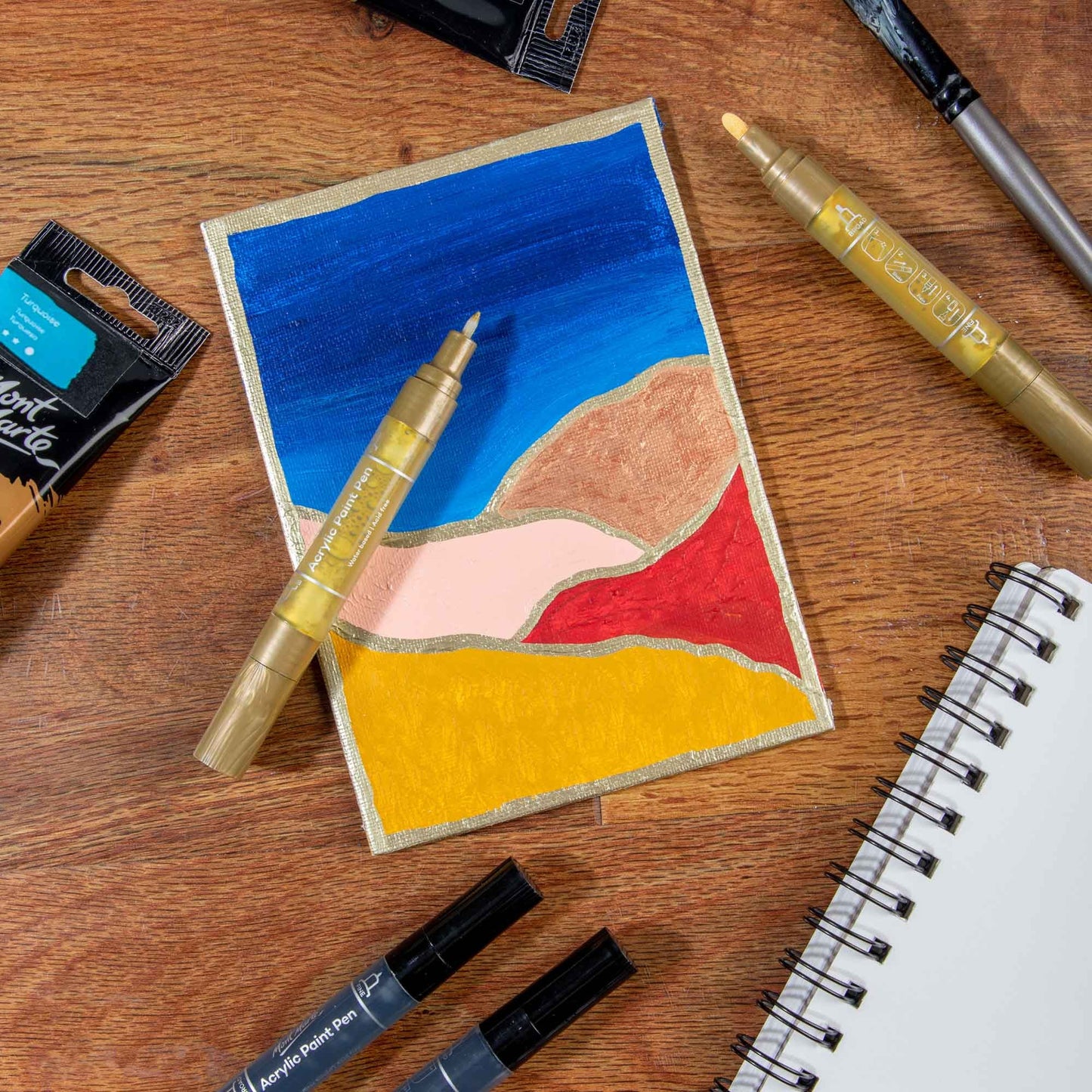 Mont Marte Acrylic Paint Pens Dual Tip Gold 2pc