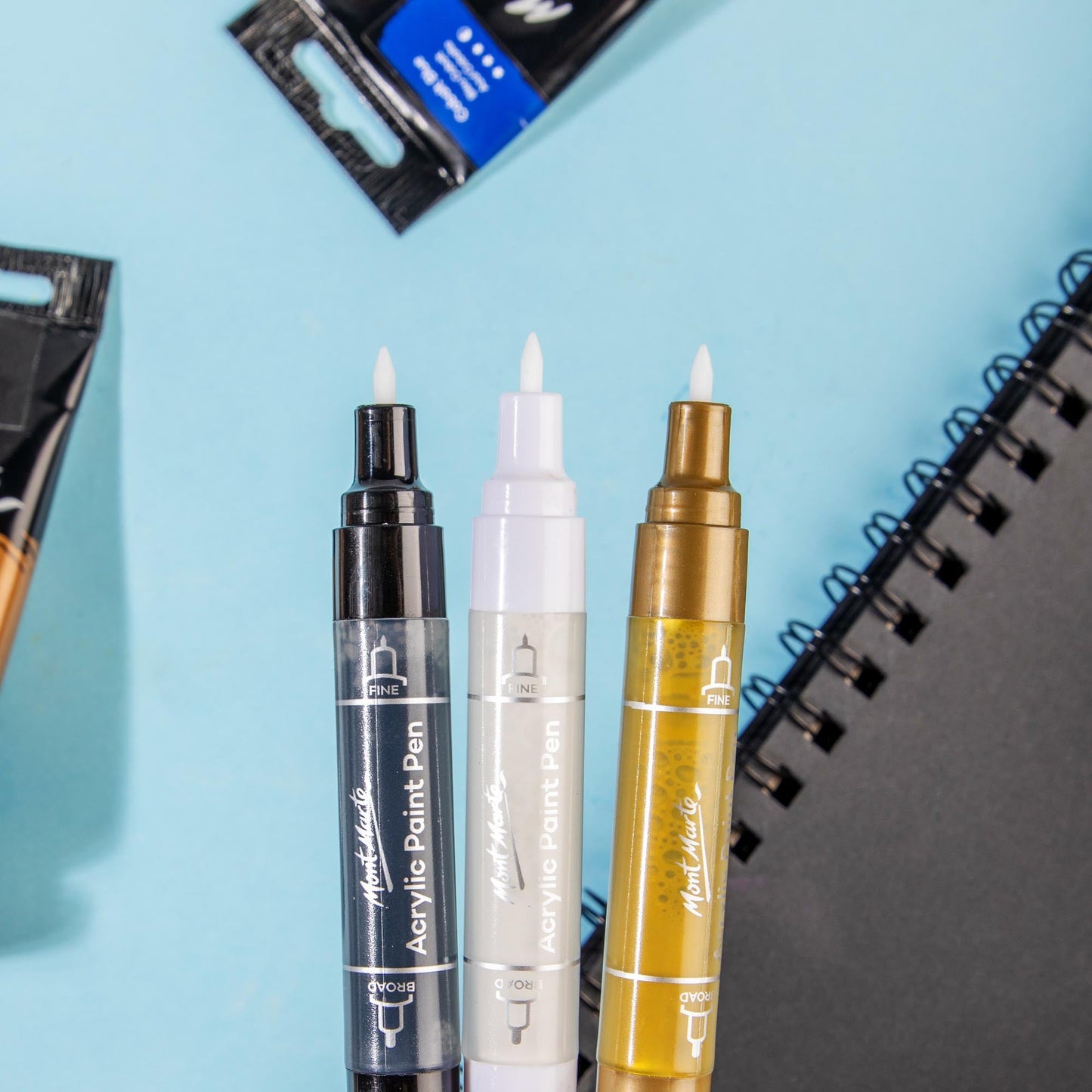 Mont Marte Acrylic Paint Pens Dual Tip Gold 2pc