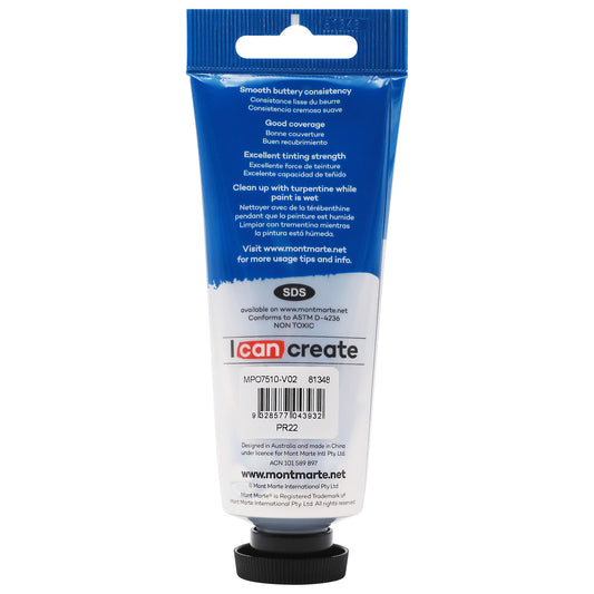 Mont Marte Oil Paint 75ml Tube- Cadmium Red