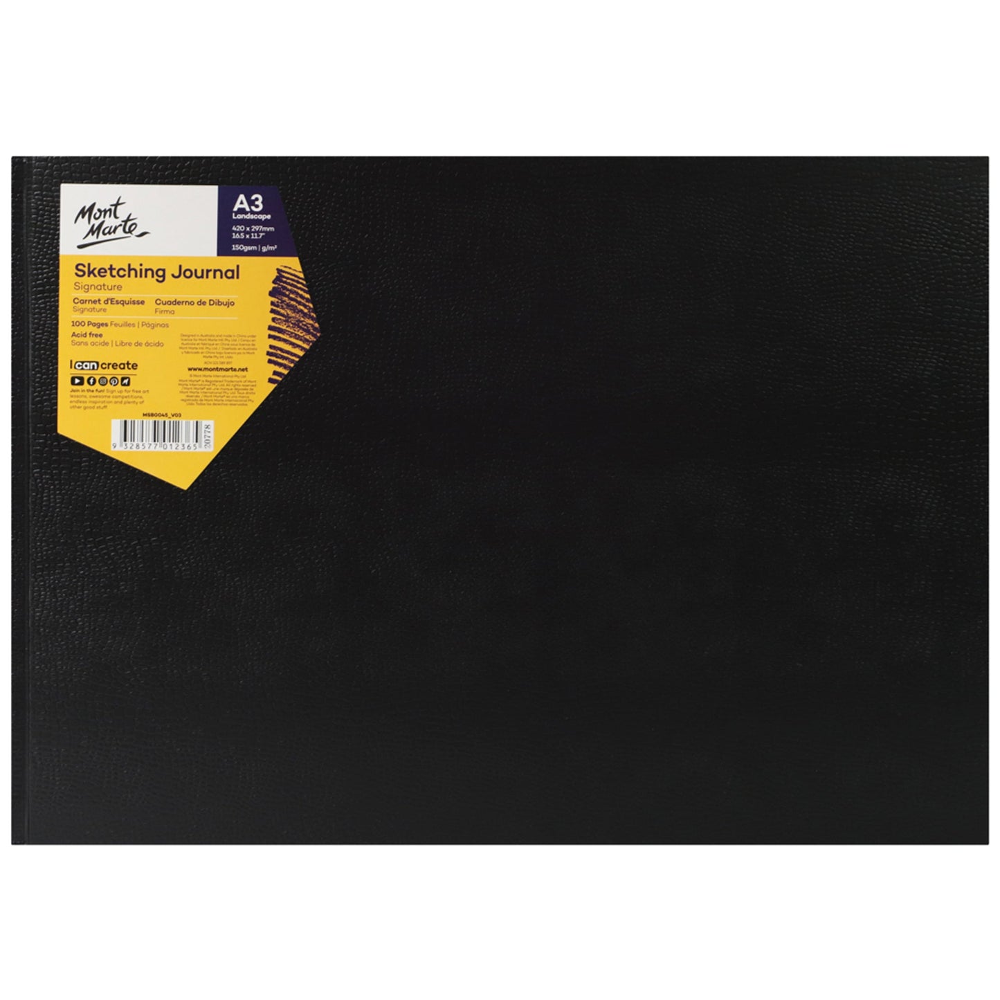 Mont Marte Sketching Journal Croc Finish A3 Landscape 150gsm 100 Sheet