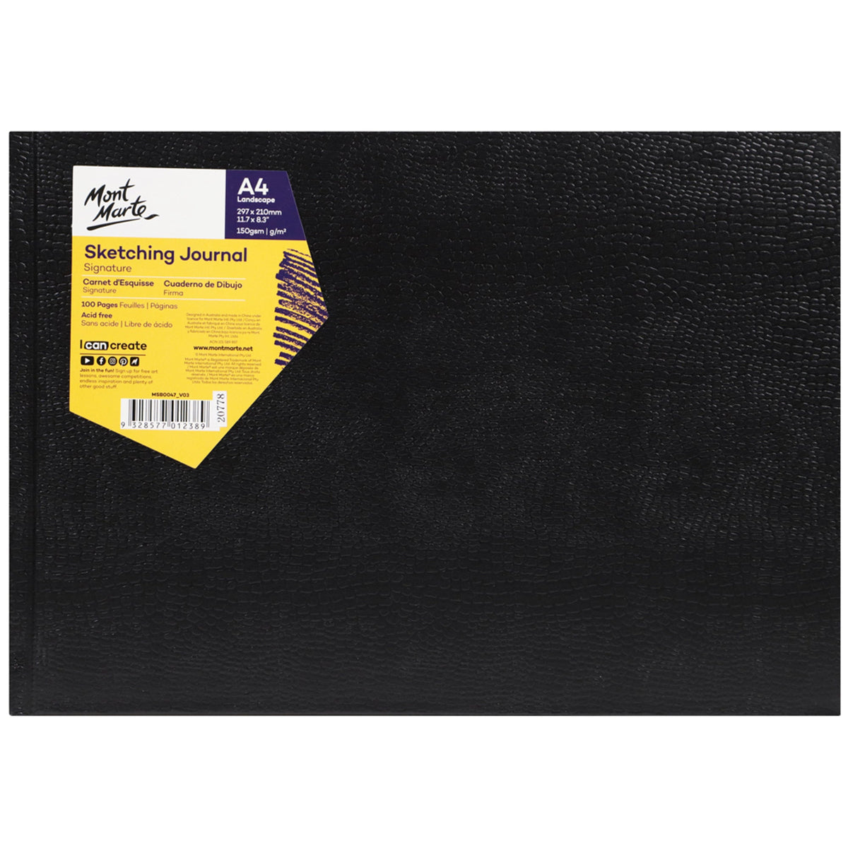 Mont Marte Sketching Journal Croc Finish A4 Landscape 150gsm 100 Sheet