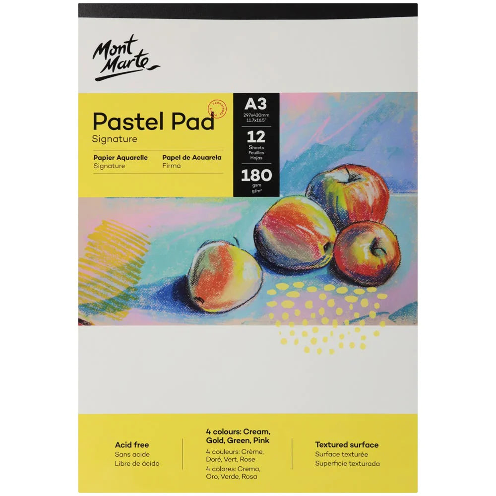 Mont Marte Pastel Pad Acid Free 4 Colour A3 180gsm 12 Sheet