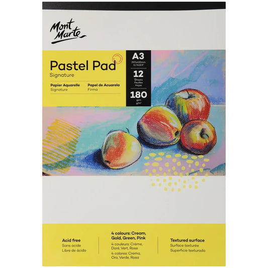 Mont Marte Pastel Pad Acid Free 4 Colour A3 180gsm 12 Sheet