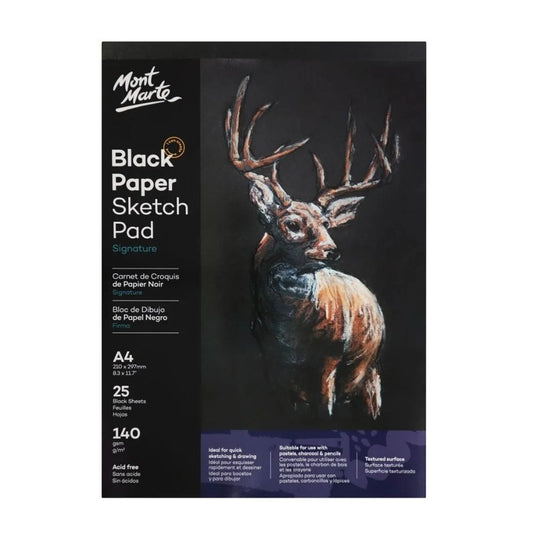 Mont Marte Sketch Pad Black Paper A4 140gsm 25 Sheet