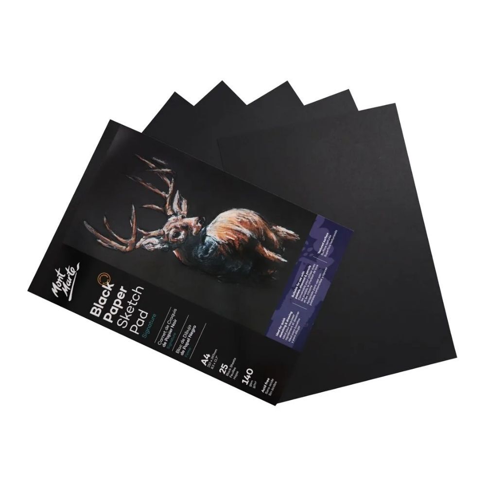 Mont Marte Sketch Pad Black Paper A4 140gsm 25 Sheet